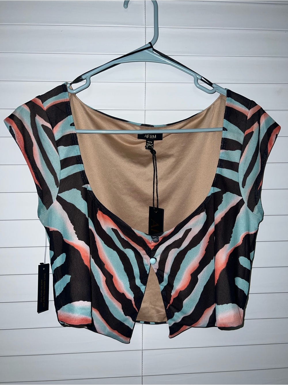AFRM Multicolor Zebra-Print Crop Top Blouse